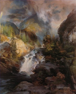 Children of the Mountain Rocky Mountains School Thomas Moran Oil Paintings